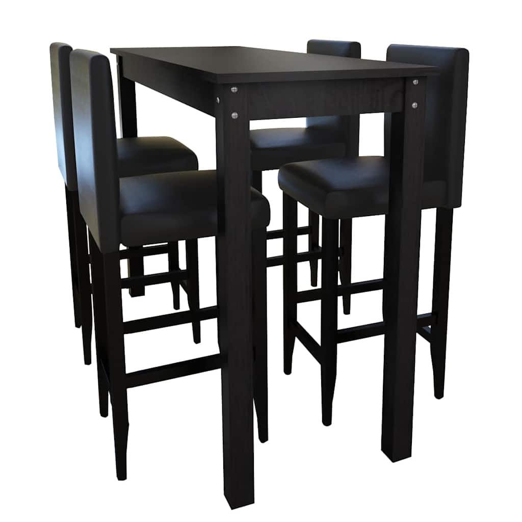 vidaXL Bartafel met 2 barkrukken zwart