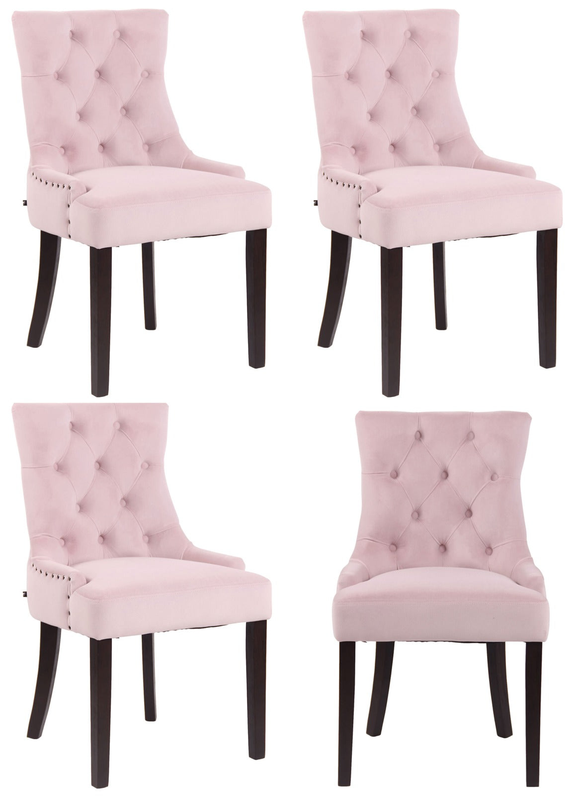 Set van 4 eetkamerstoelen Aberdeen Fluweel roze,antiek pink