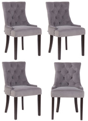 Set van 4 eetkamerstoelen Aberdeen Fluweel grijs,antiek grau