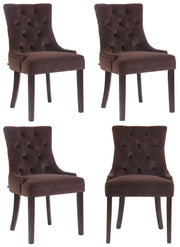 Set van 4 eetkamerstoelen Aberdeen Fluweel bruin,antiek braun