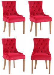 Set van 4 eetkamerstoelen Aberdeen Fluweel rood,antiek licht rot