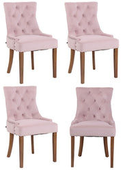 Set van 4 eetkamerstoelen Aberdeen Fluweel roze,antiek licht pink