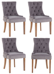 Set van 4 eetkamerstoelen Aberdeen Fluweel grijs,antiek licht grau