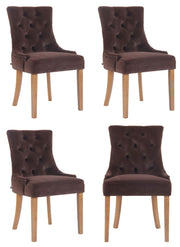 Set van 4 eetkamerstoelen Aberdeen Fluweel bruin,antiek licht braun