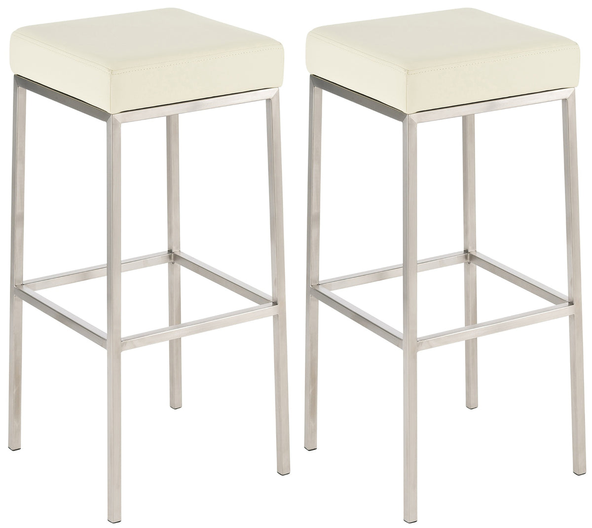 Set van 2 barkrukken Montreal 80 Kunstleer roestvrij staal,creme creme