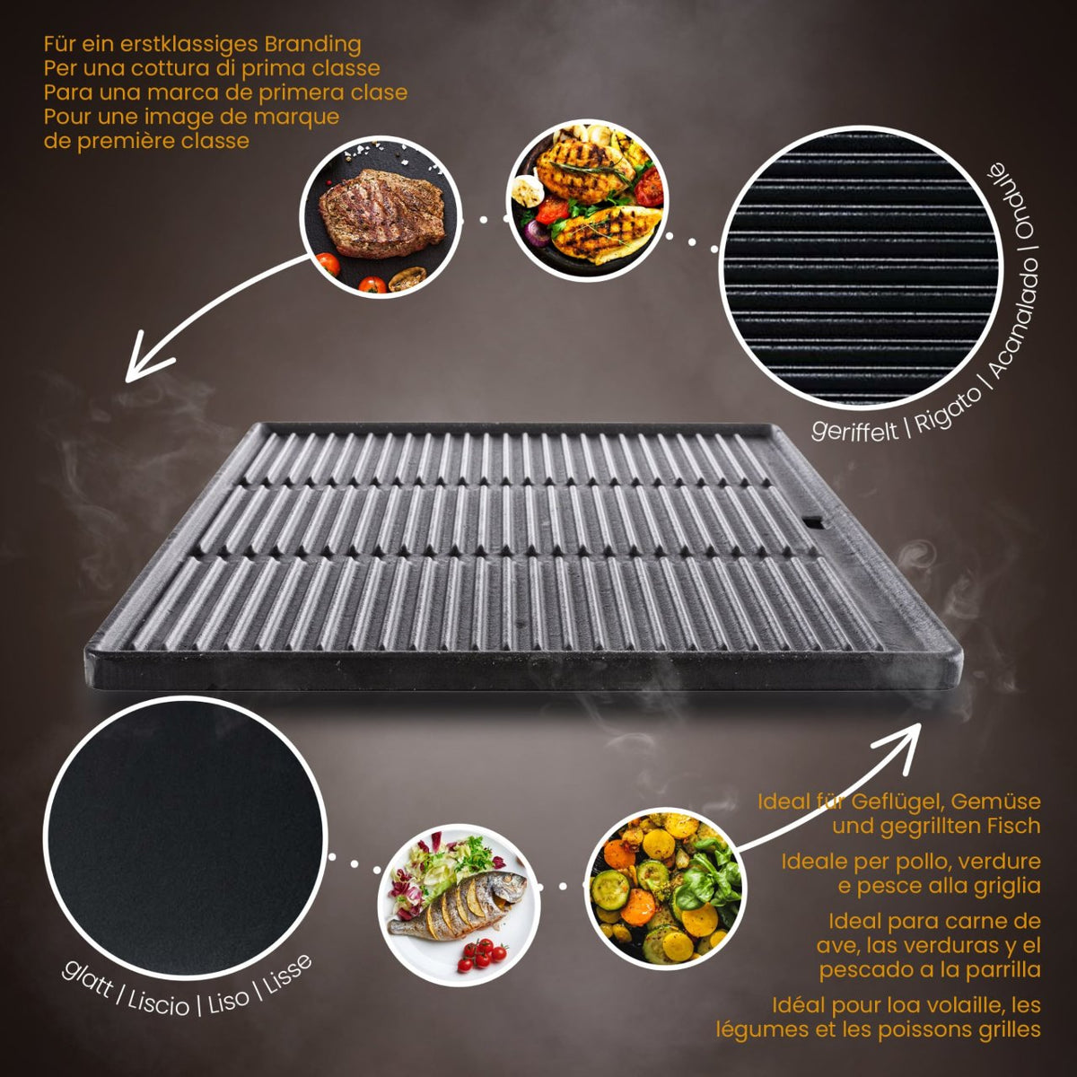 Grillplatte 48,5x40cm anthrazit