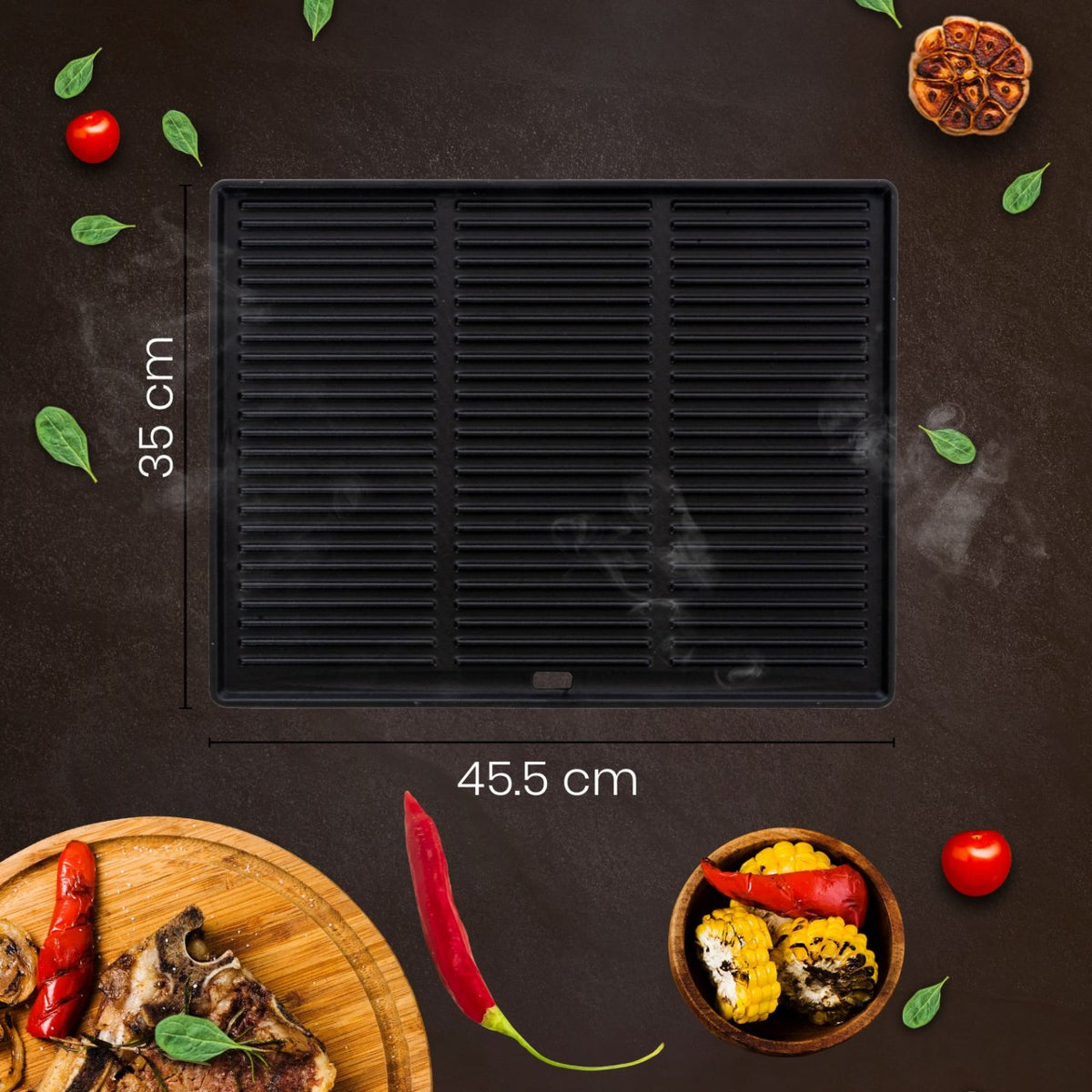 Grillplatte 45,5 x 35 cm anthrazit