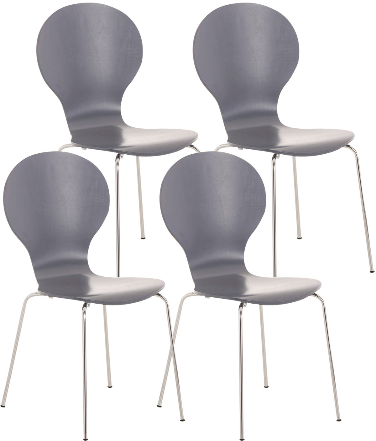 Set van 4 stapelstoelen Diego grijs grau
