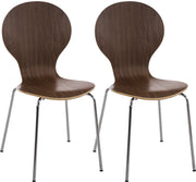 Set van 2 stapelstoelen Diego walnoot walnuss