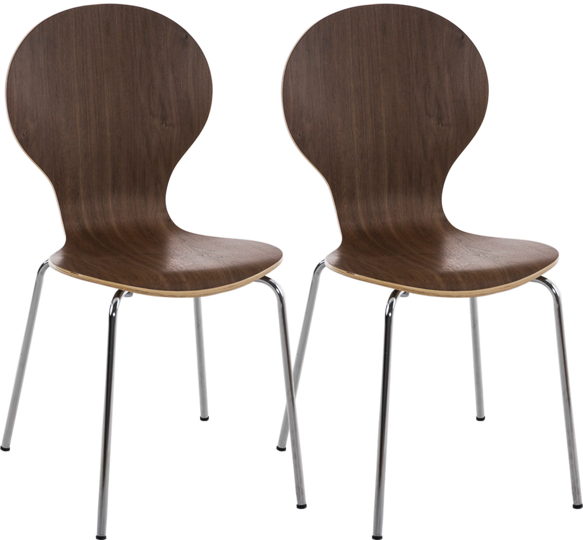 Set van 2 stapelstoelen Diego walnoot walnuss