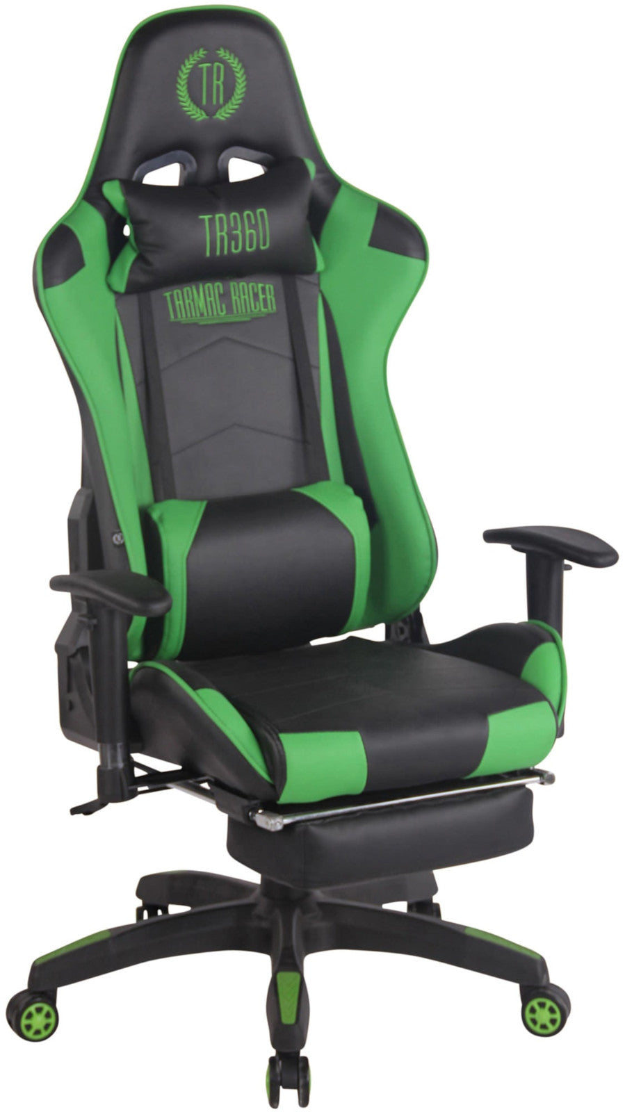 Racing bureaustoel XL Turbo met voetsteun zwart/groen,Kunstleer schwarz/grün
