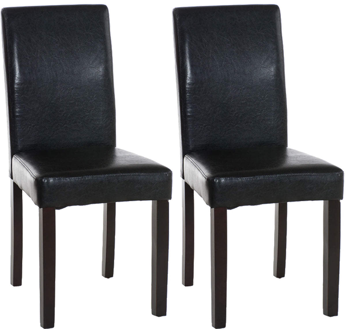 Set van 2 Eetkamerstoel Ina Kunstleer zwart,donkerbruin schwarz