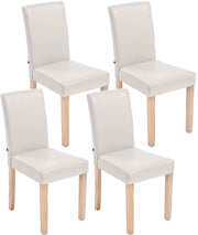 Set van 4 Eetkamerstoelen Ina - Kunstleer creme,natura creme