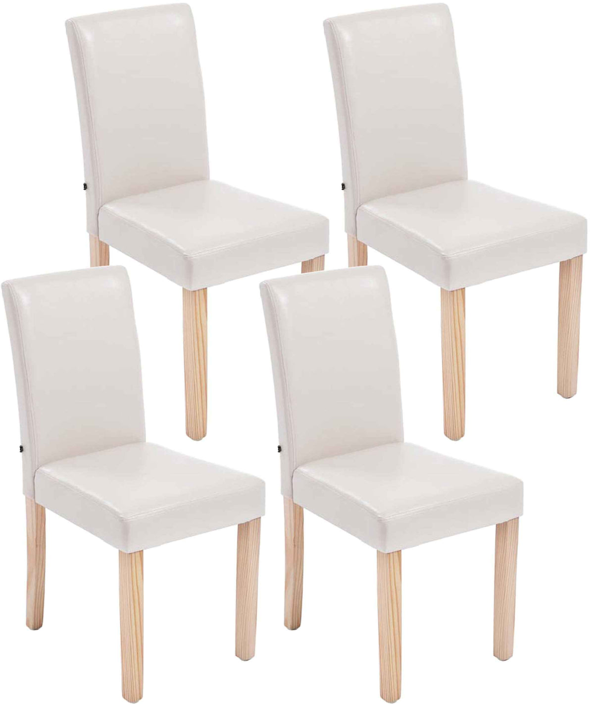 Set van 4 Eetkamerstoelen Ina - Kunstleer creme,natura creme