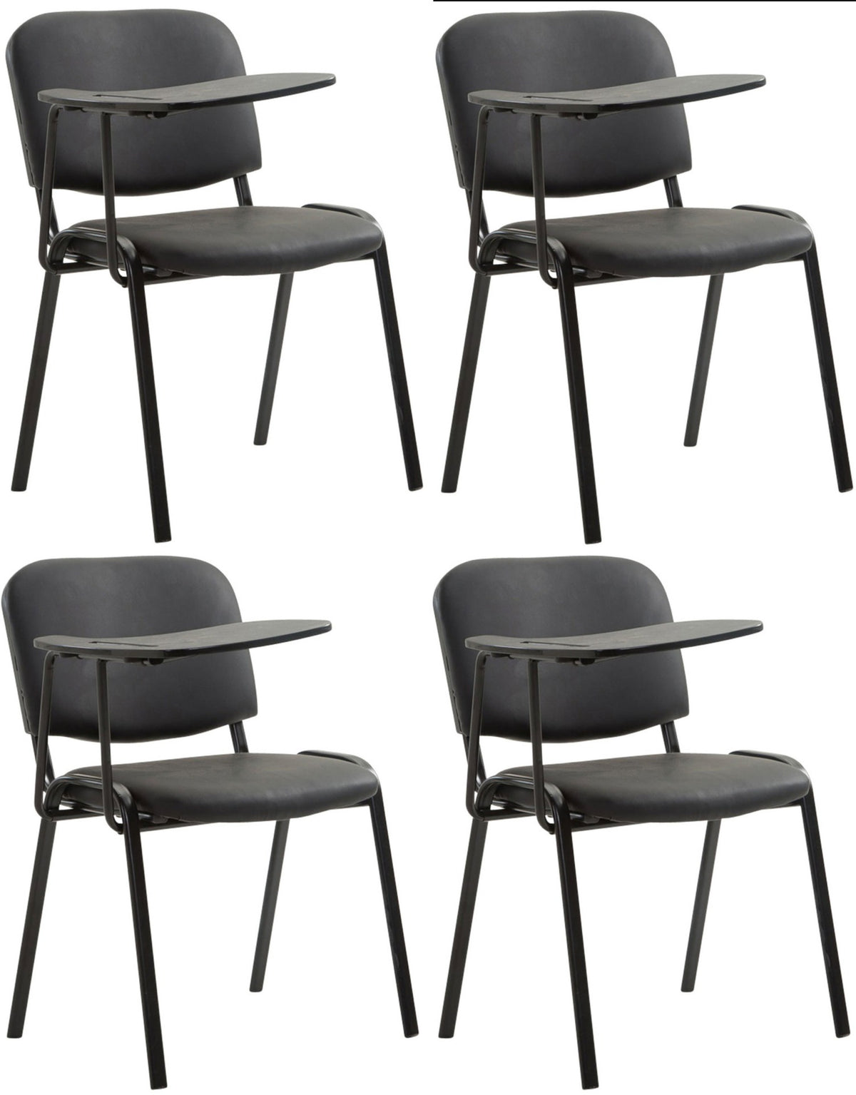 Set van 4 stoelen Ken met klaptafel - Kunstleer zwart schwarz