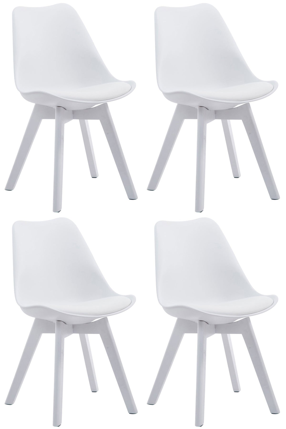 Set van 4 Eetkamerstoelen Borneo - Kunstleer wit,wit weiß