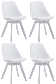 Set van 4 Eetkamerstoelen Borneo - Kunstleer wit,wit weiß