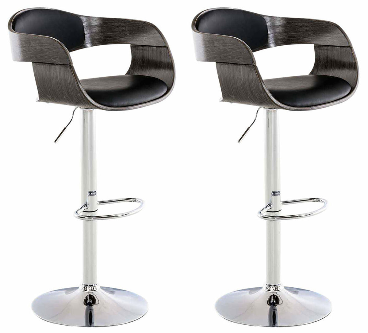 Set van 2 barkrukken Kingston kunstleer zwart/grijs schwarz/grau