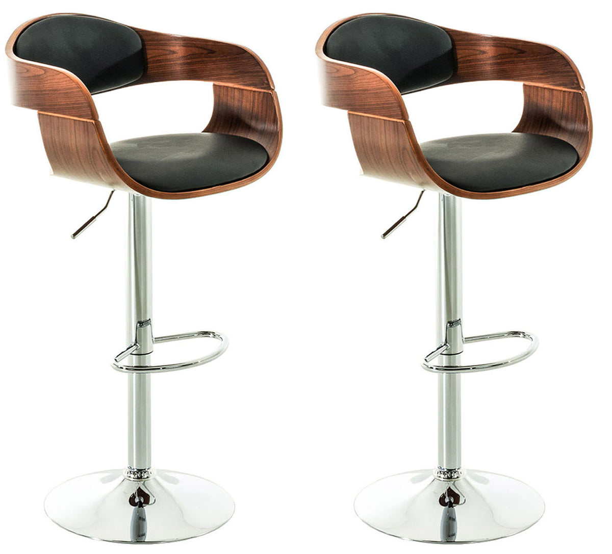 Set van 2 barkrukken Kingston kunstleer walnoot/zwart walnuss/schwarz