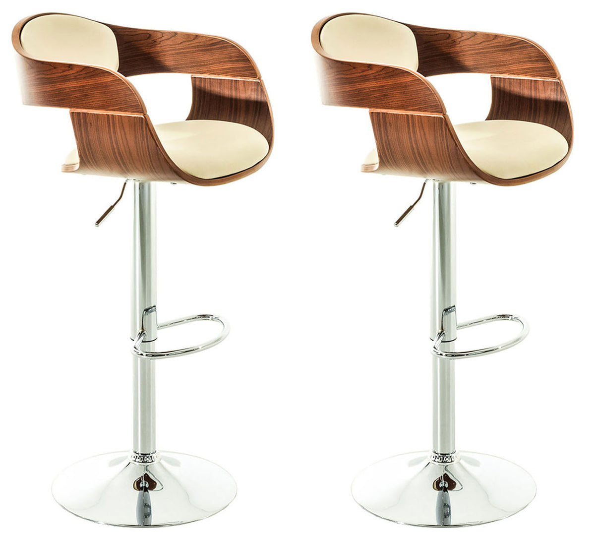 Set van 2 barkrukken Kingston kunstleer walnoot/creme walnuss/creme