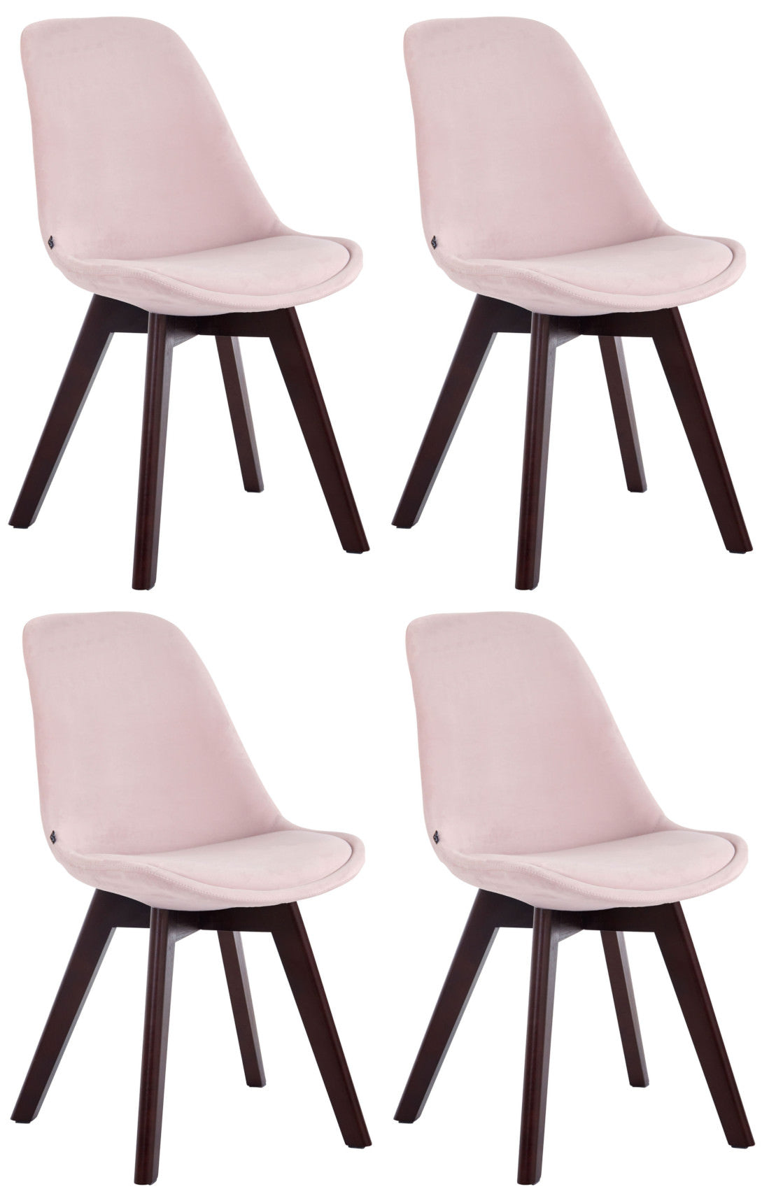 Set van 4 Eetkamerstoelen Borneo Fluweel roze,walnoot pink