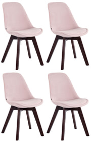 Set van 4 Eetkamerstoelen Borneo Fluweel roze,walnoot pink