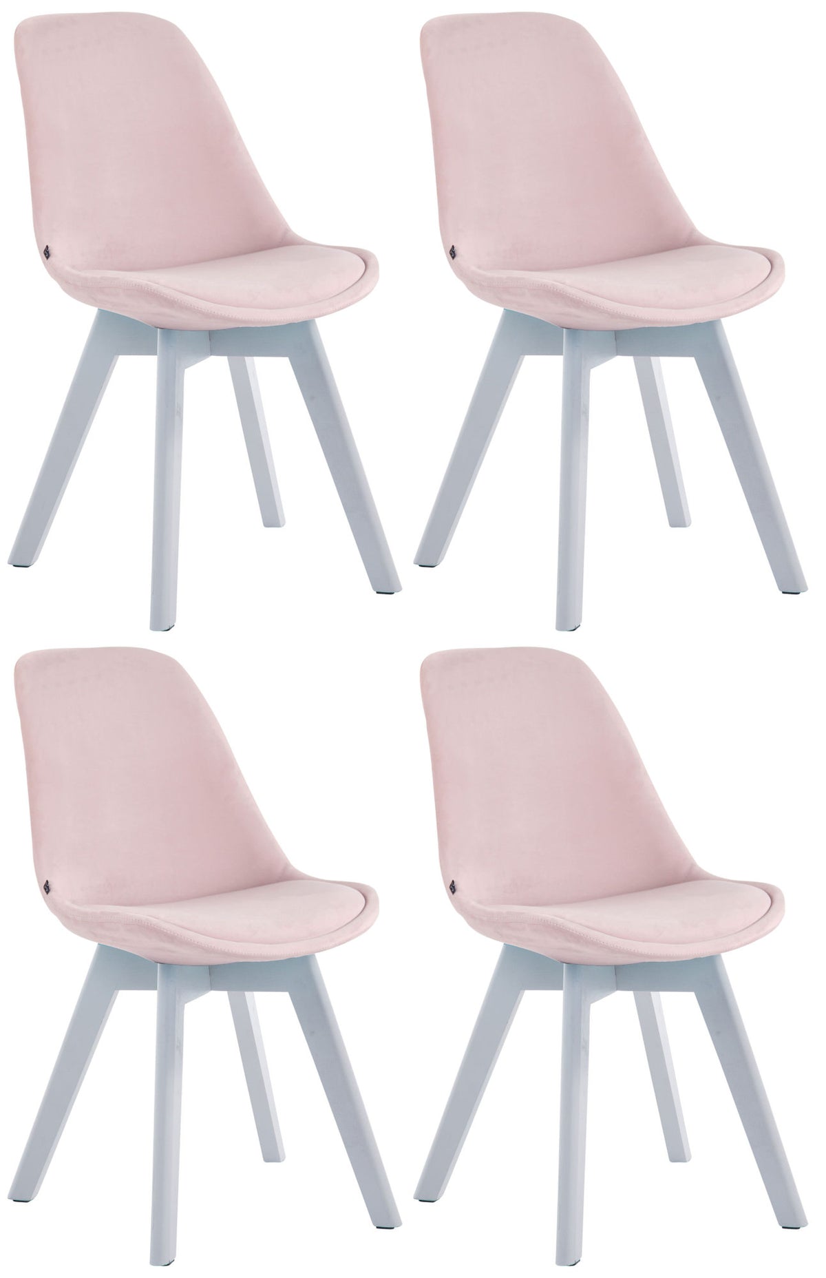 Set van 4 Eetkamerstoelen Borneo Fluweel roze,wit pink