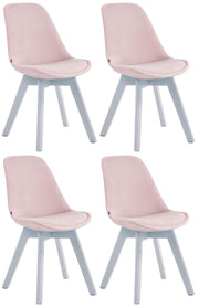 Set van 4 Eetkamerstoelen Borneo Fluweel roze,wit pink