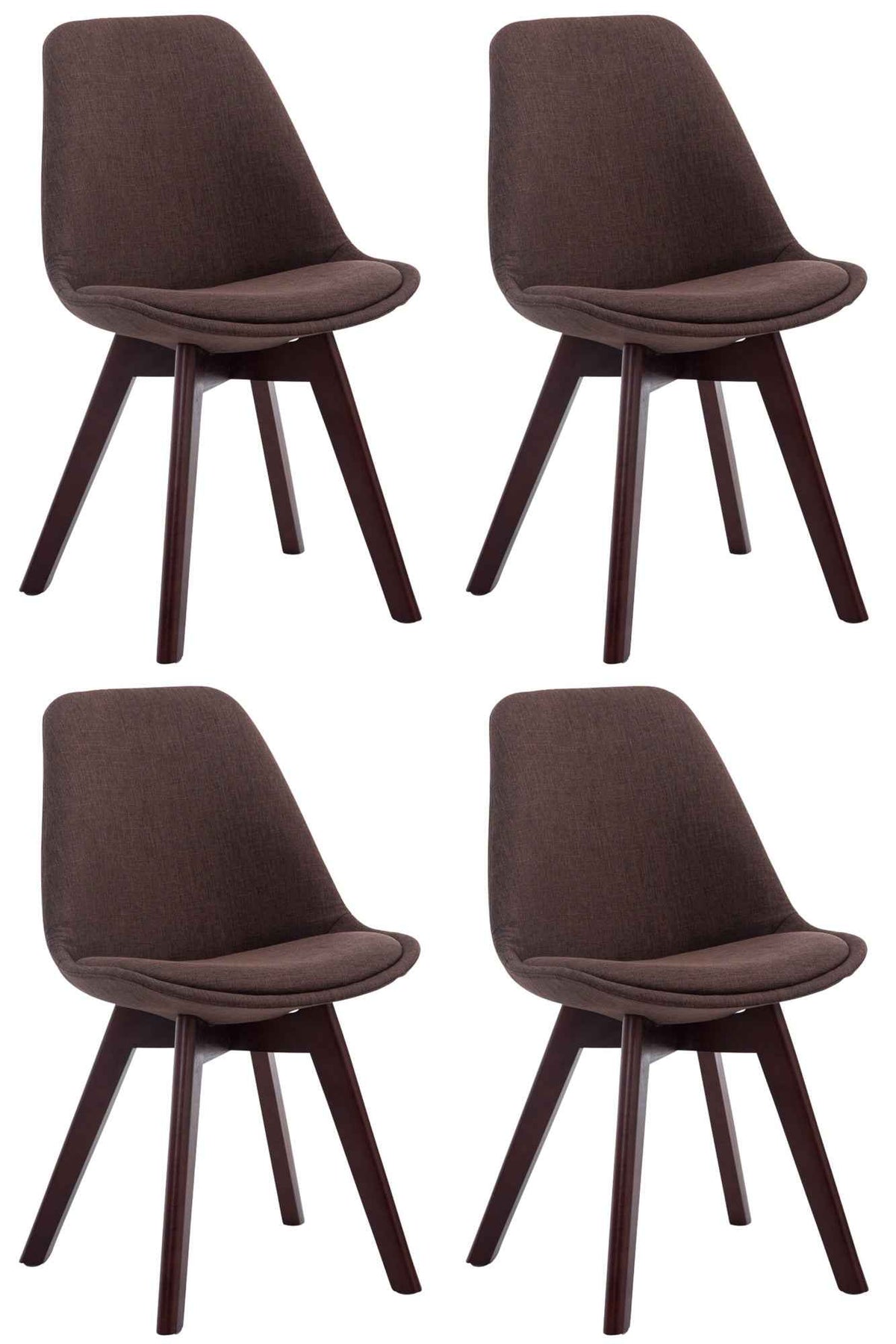 Set van 4 eetkamerstoelen Borneo V2 Stof bruin,walnoot braun