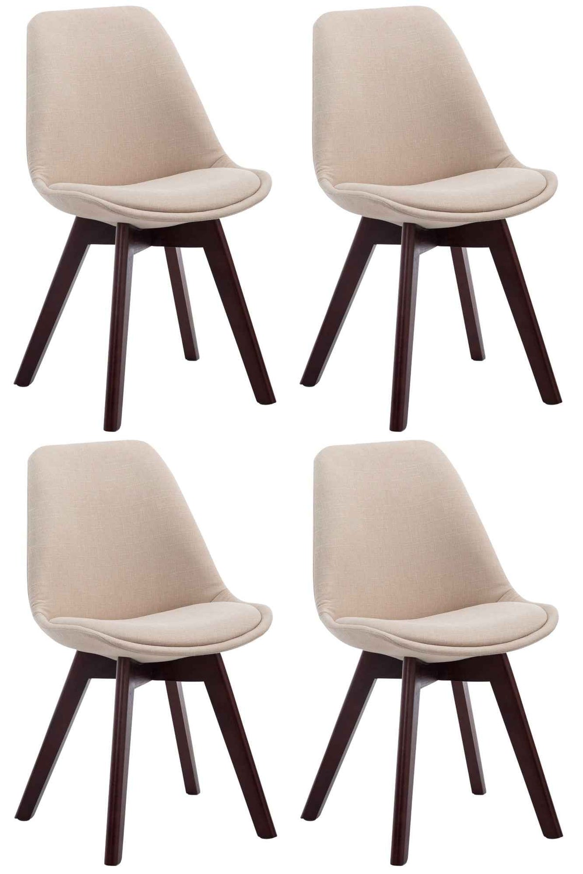 Set van 4 eetkamerstoelen Borneo V2 Stof creme,walnoot creme