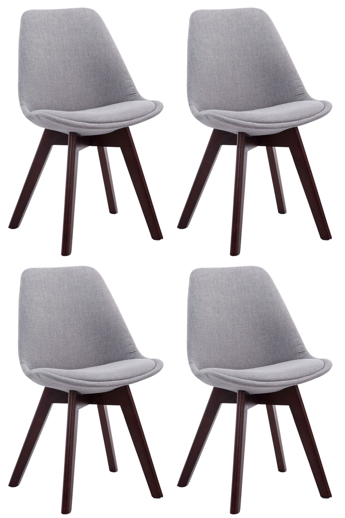 Set van 4 eetkamerstoelen Borneo V2 Stof grijs,walnoot grau