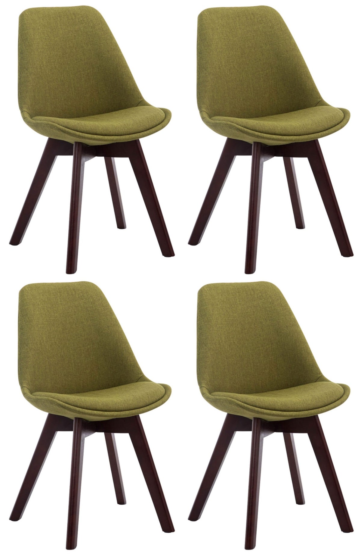 Set van 4 eetkamerstoelen Borneo V2 Stof groen,walnoot grün
