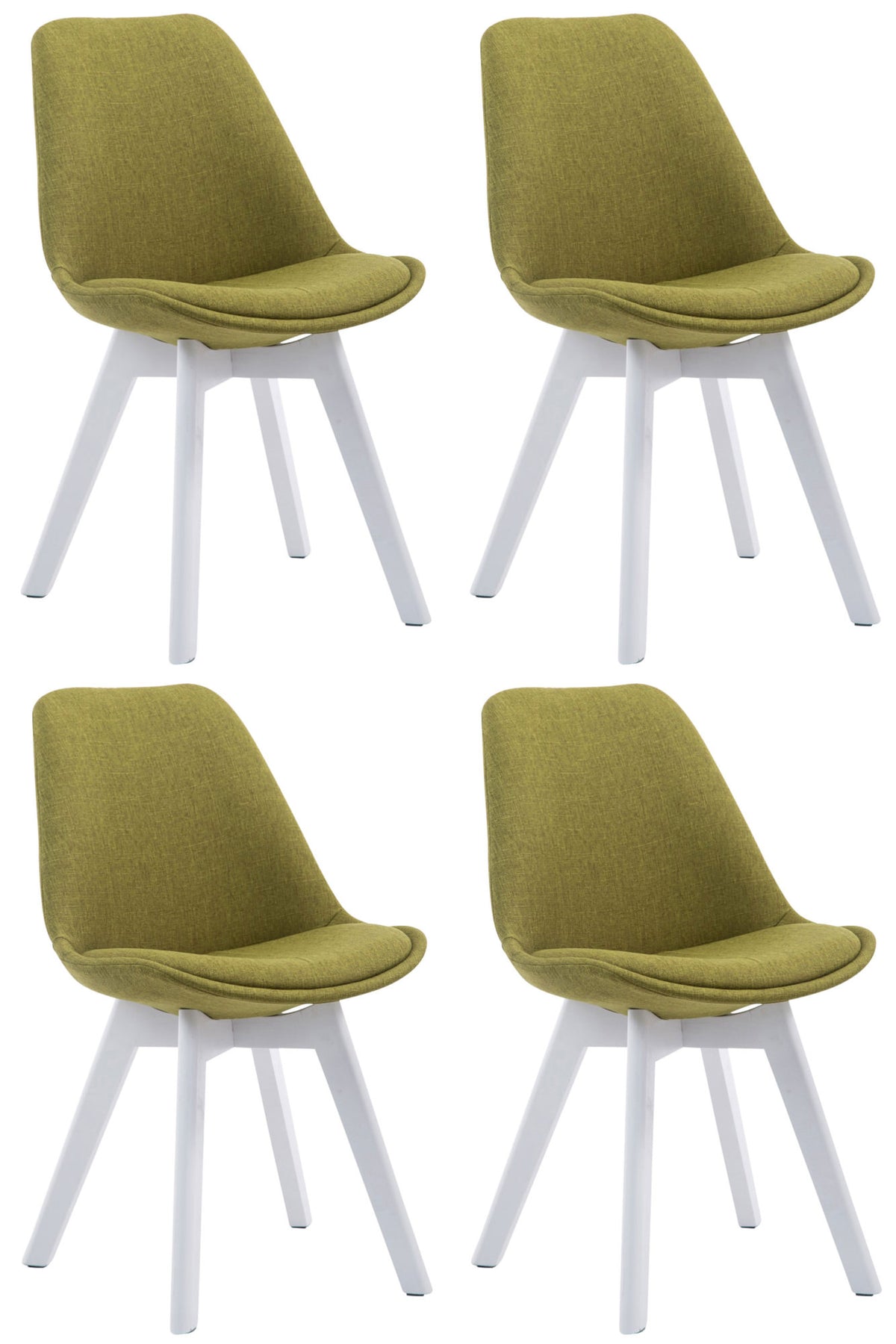 Set van 4 eetkamerstoelen Borneo V2 Stof groen,wit grün