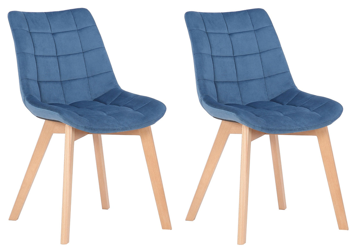 Set van 2 Eetkamerstoelen Passaic Fluweel blauw blau