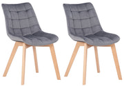Set van 2 Eetkamerstoelen Passaic Fluweel grijs grau