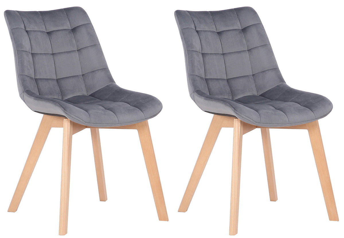 Set van 2 Eetkamerstoelen Passaic Fluweel grijs grau