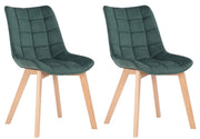 Set van 2 Eetkamerstoelen Passaic Fluweel groen grün
