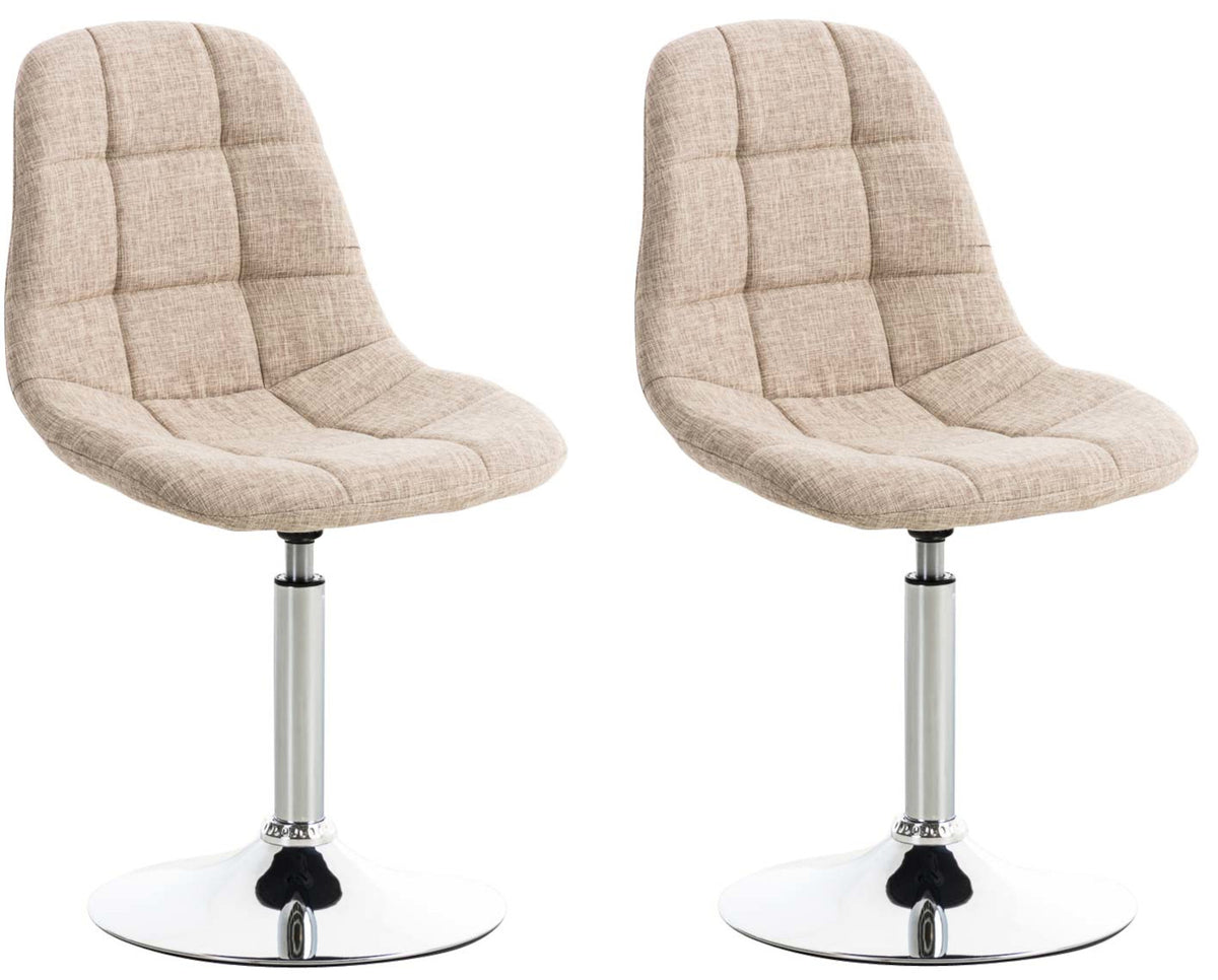 Set van 2 Emil Eetkamerstoelen - Stof creme creme