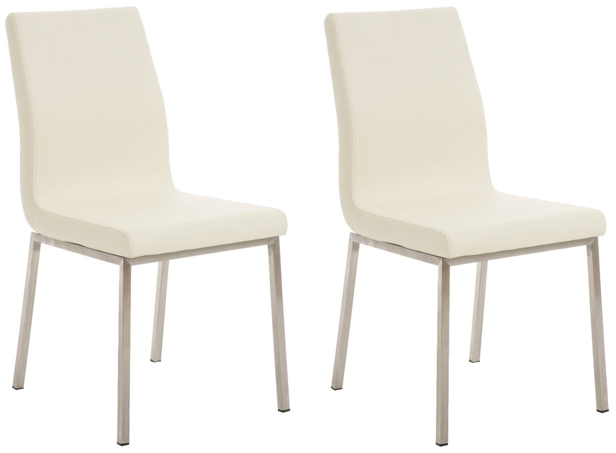 Set van 2 eetkamerstoelen Colmar - Kunstlkeer creme creme