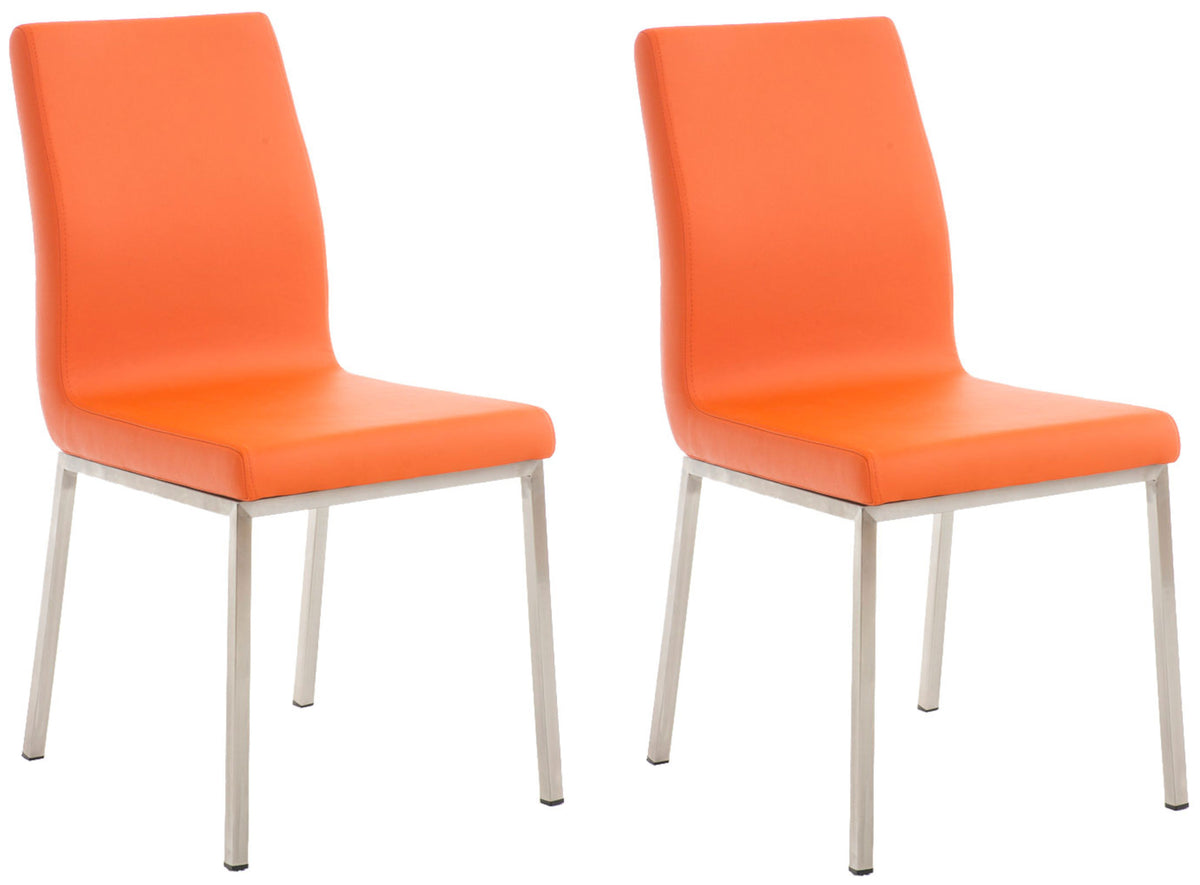 Set van 2 eetkamerstoelen Colmar - Kunstlkeer oranje orange