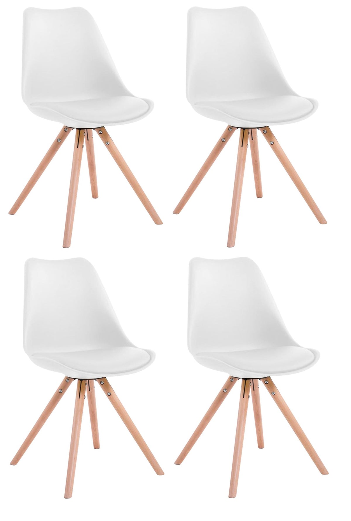 Set van 4 eetkamerstoelen Toulouse kunstleer rond wit,natura weiß