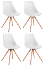 Set van 4 eetkamerstoelen Toulouse kunstleer rond wit,natura weiß