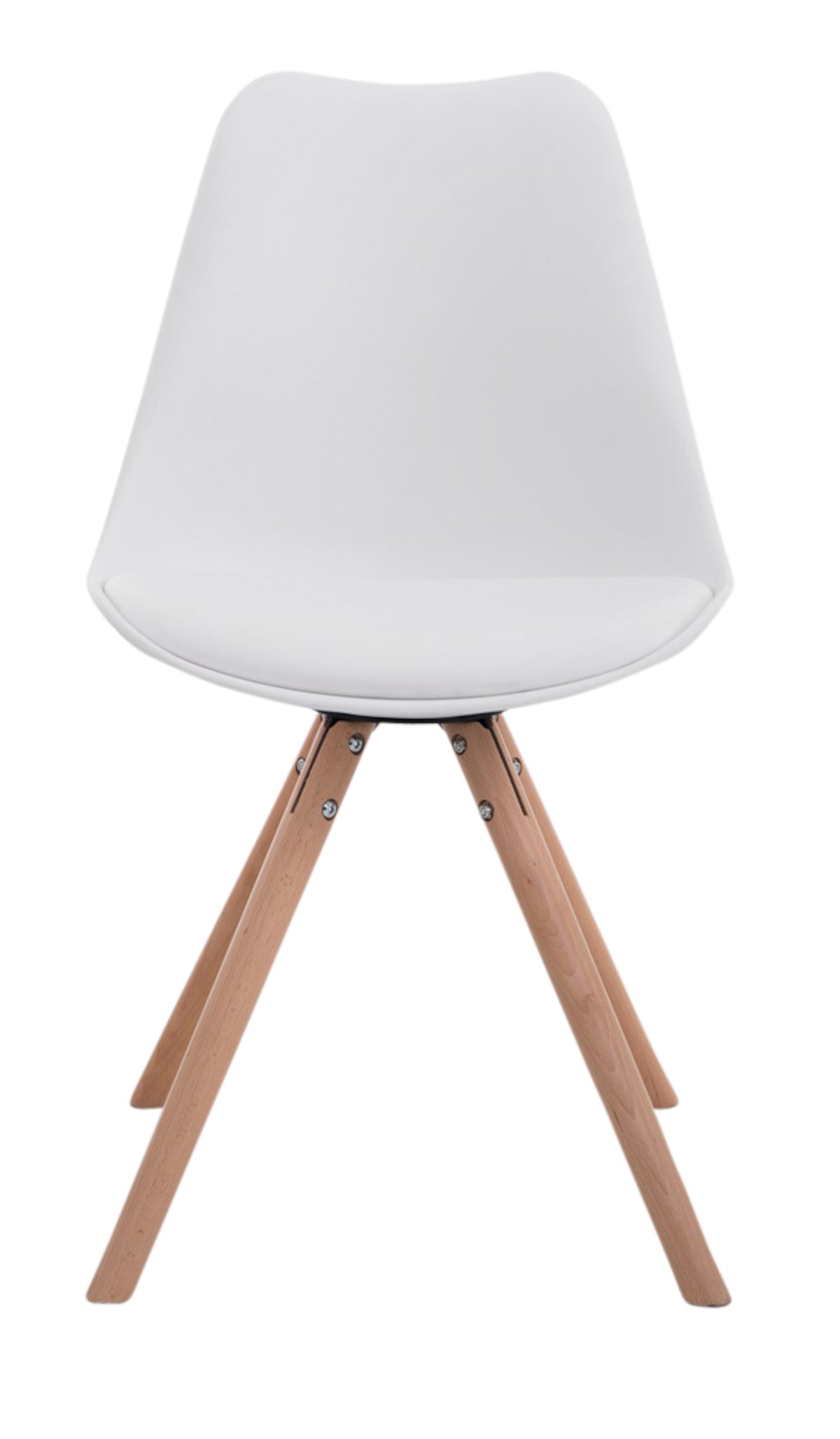 Set van 4 eetkamerstoelen Toulouse kunstleer rond wit,natura weiß