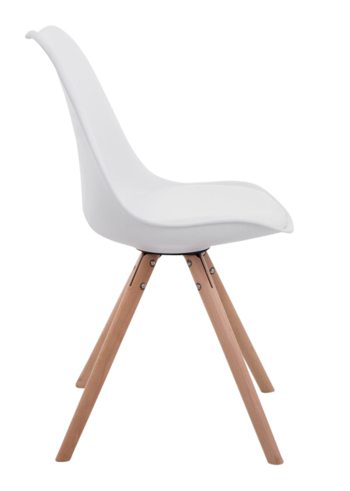 Set van 4 eetkamerstoelen Toulouse kunstleer rond wit,natura weiß