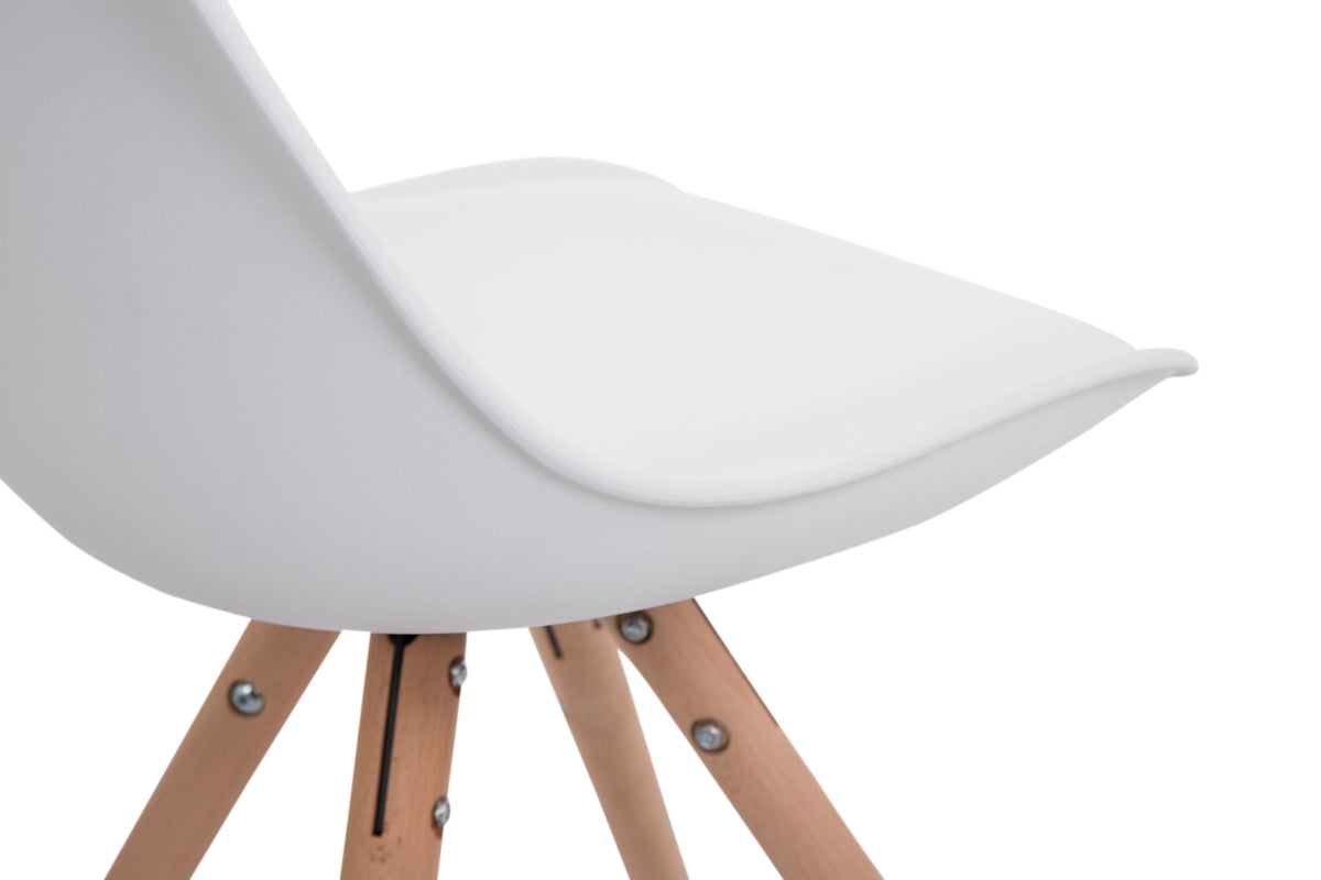 Set van 4 eetkamerstoelen Toulouse kunstleer rond wit,natura weiß