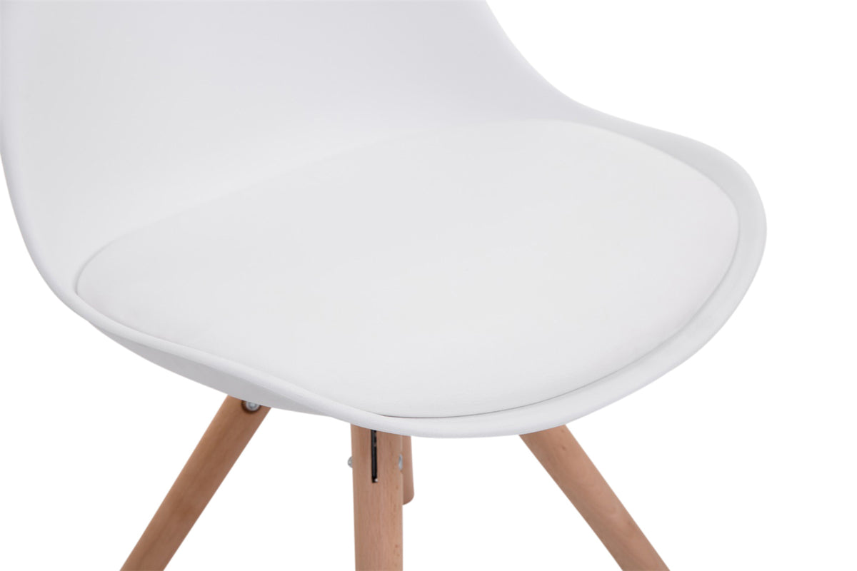Set van 4 eetkamerstoelen Toulouse kunstleer rond wit,natura weiß
