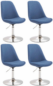 Set van 4 Eetkamerstoelen Maverick Stof blauw,chroom blau
