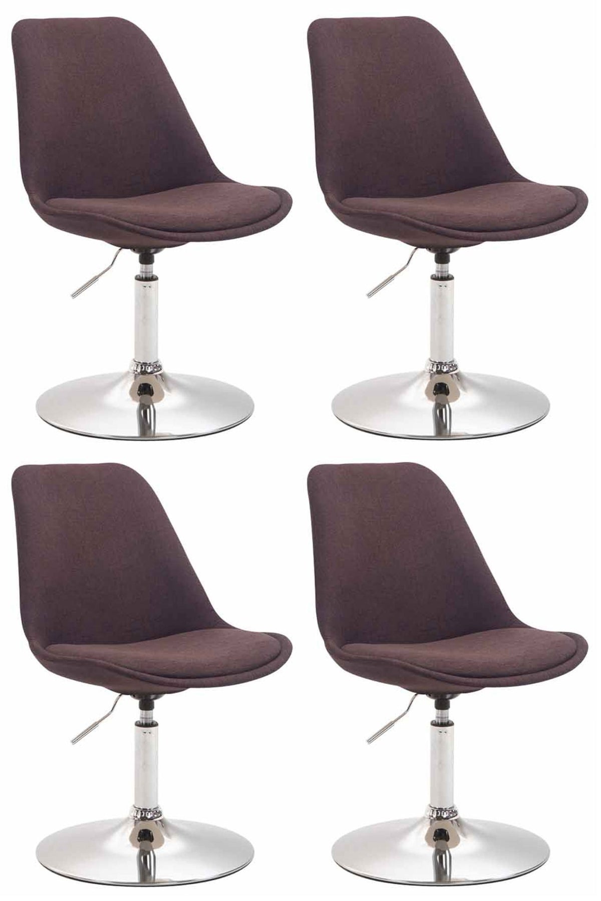 Set van 4 Eetkamerstoelen Maverick Stof bruin,chroom braun