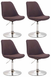 Set van 4 Eetkamerstoelen Maverick Stof bruin,chroom braun