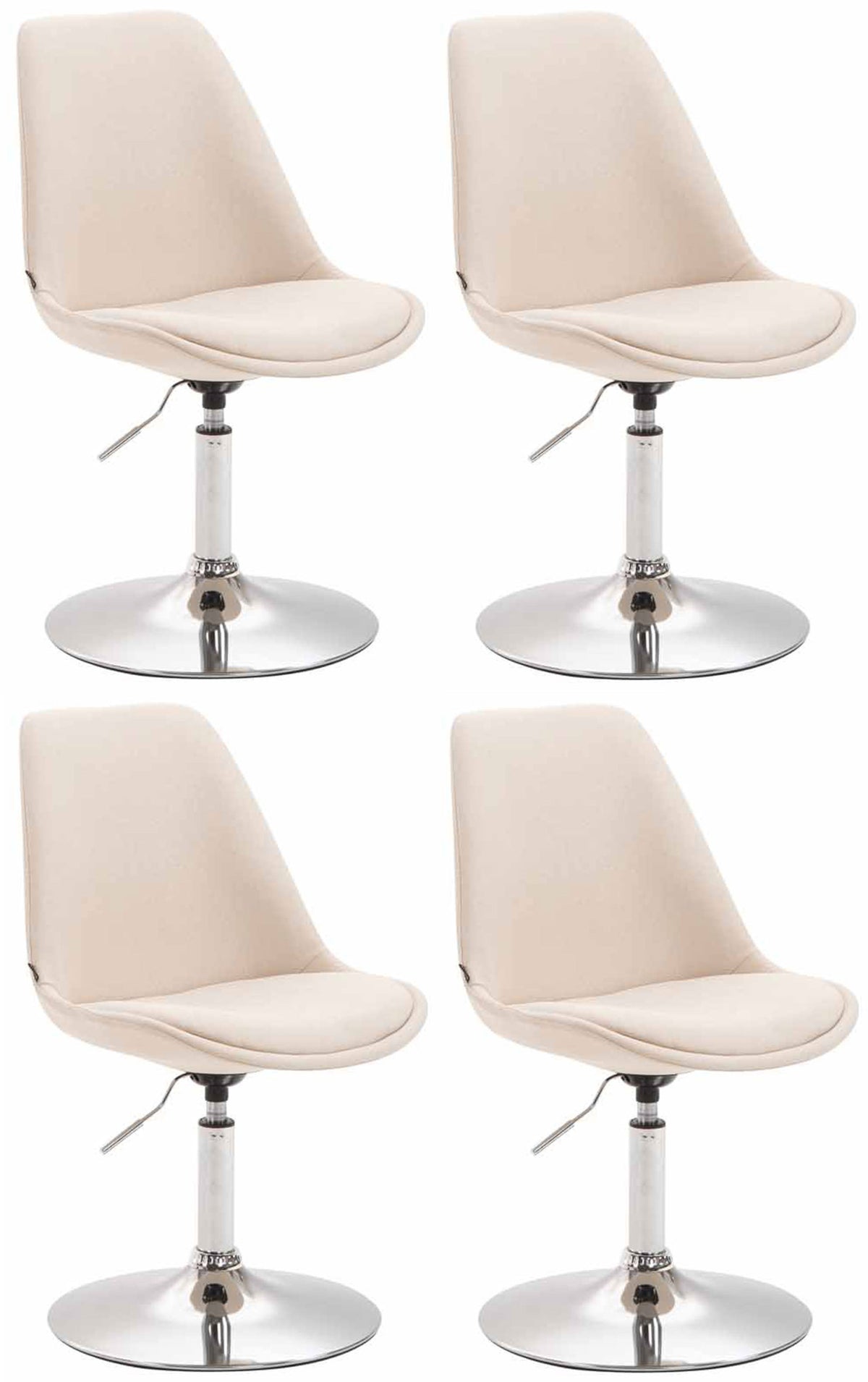 Set van 4 Eetkamerstoelen Maverick Stof creme,chroom creme